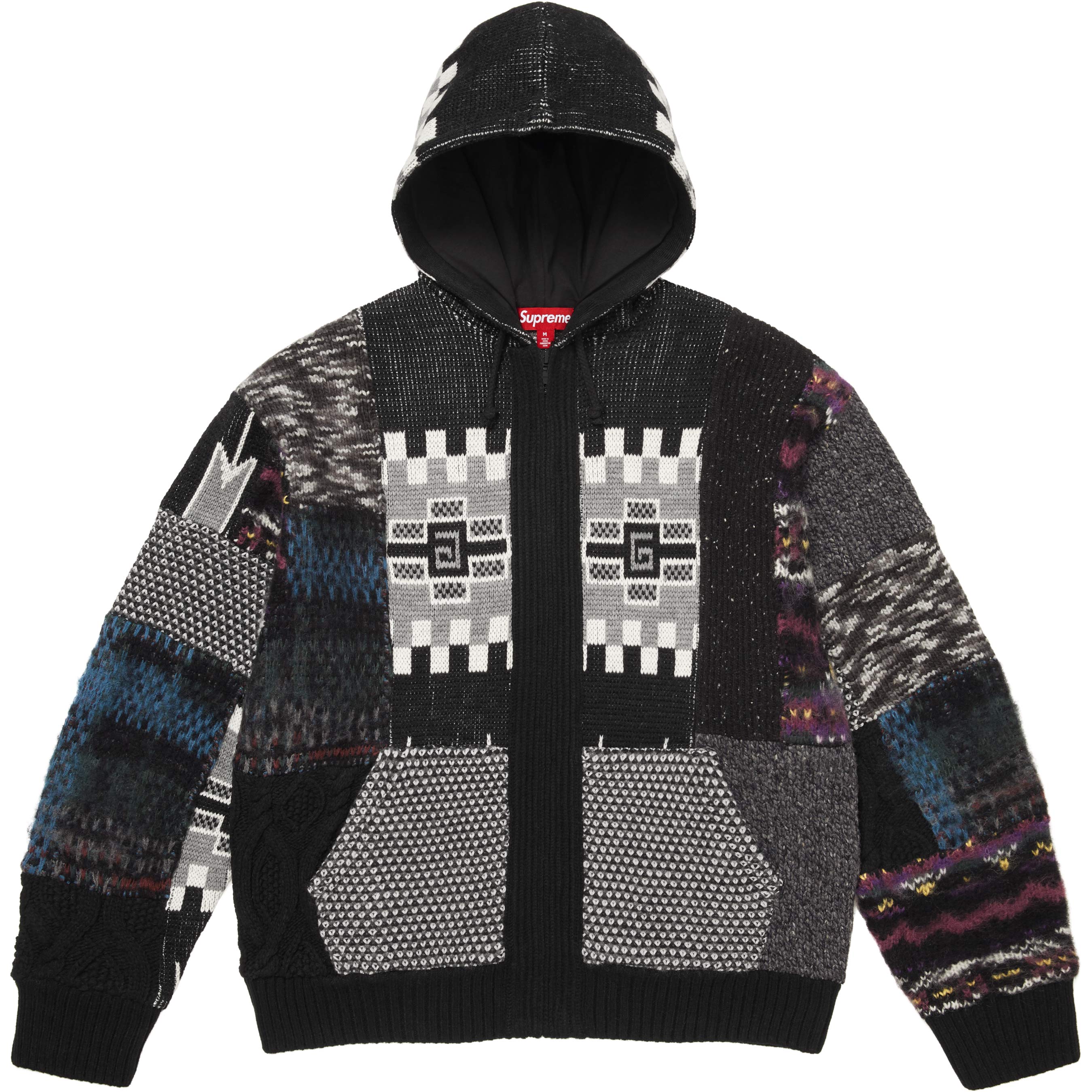 Patchwork Zip Up Hooded Sweater view 9